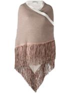 Babjades Reversible Fringed Scarf, Women's, Nude/neutrals, Leather/cashmere