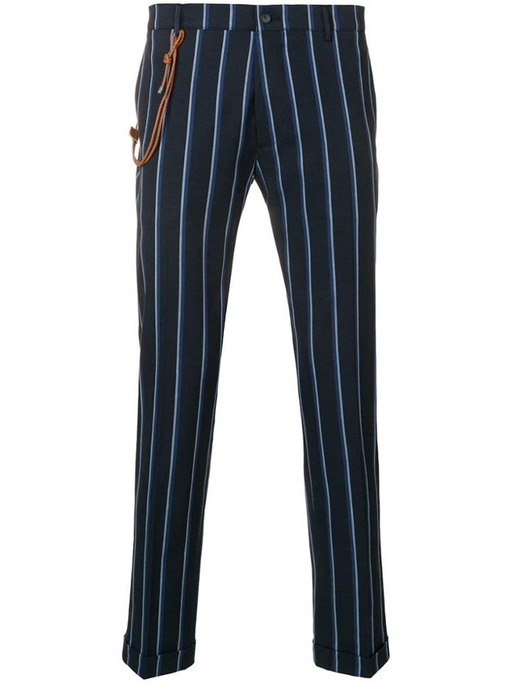 Berwich Striped Slim-fit Trousers - Navy