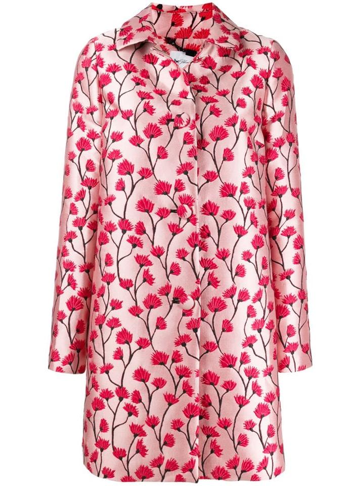 Be Blumarine Floral Print Midi Coat - Pink