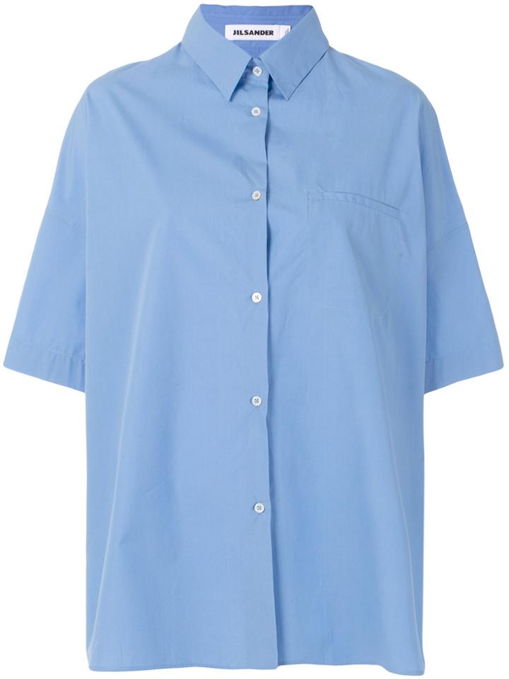Jil Sander Short Sleeve Poplin Shirt - Blue