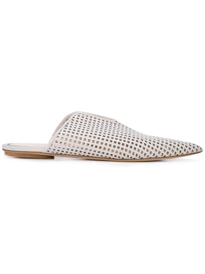 Tibi Perforated Mules - Neutrals
