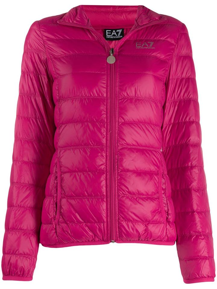 Ea7 Emporio Armani Printed Logo Puffer Jacket - Pink