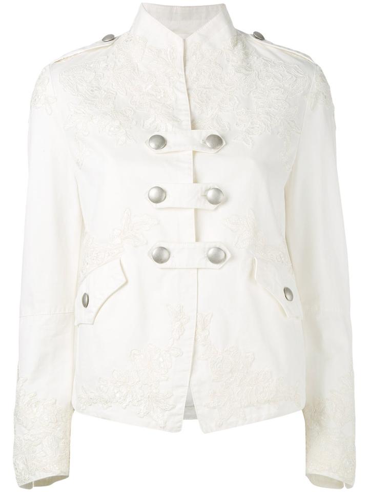 Ermanno Scervino - Fitted Jacket - Women - Cotton - 42, Women's, White, Cotton