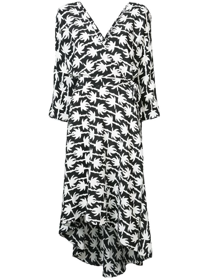 Dvf Diane Von Furstenberg Palm Print Wrap Dress - Black