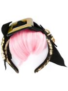 Dolce & Gabbana Hair Fringe Bow Hairband, Women's, Black, Polyamide/lurex/cotton/brass