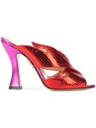 Charlotte Olympia Metallic Flame Mules - Red