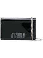 Miu Miu Foldover Logo Clutch - Black