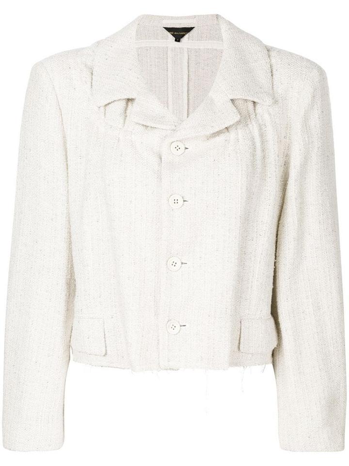 Comme Des Garçons Pre-owned Distressed Cropped Jacket - Neutrals