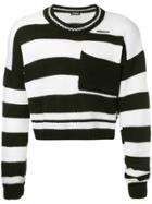 Raf Simons Cropped Stripe Sweater - White