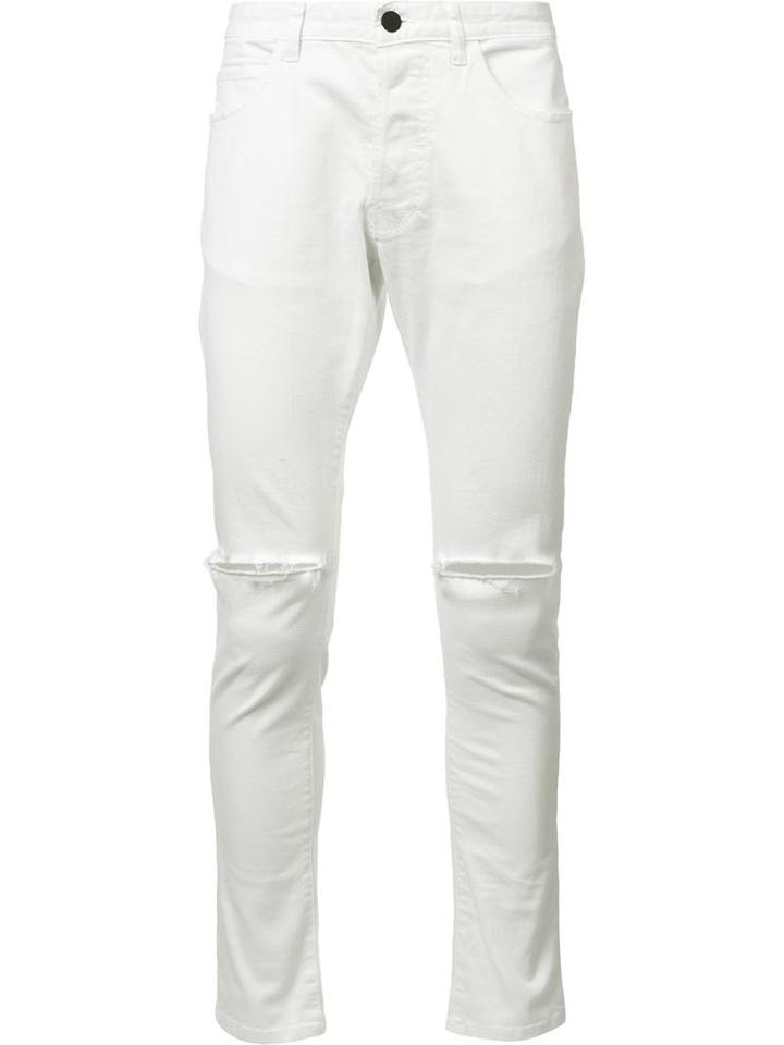 Daniel Patrick Ripped Knee Skinny Jeans, Men's, Size: 31, White, Cotton/spandex/elastane