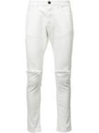 Daniel Patrick Ripped Knee Skinny Jeans, Men's, Size: 31, White, Cotton/spandex/elastane