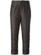 A.f.vandevorst - Bird Jacquard Cropped Trousers - Women - Polyester - 38, Black, Polyester