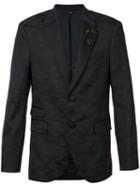 Neil Barrett Camouflage Trim Suit Jacket, Men's, Size: 54, Blue, Wool/polyurethane