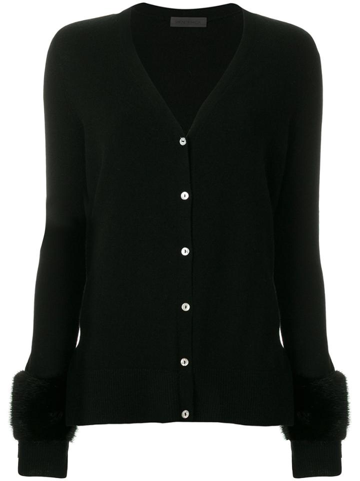 Simonetta Ravizza Fur-trim Fitted Cardigan - Black