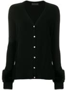 Simonetta Ravizza Fur-trim Fitted Cardigan - Black