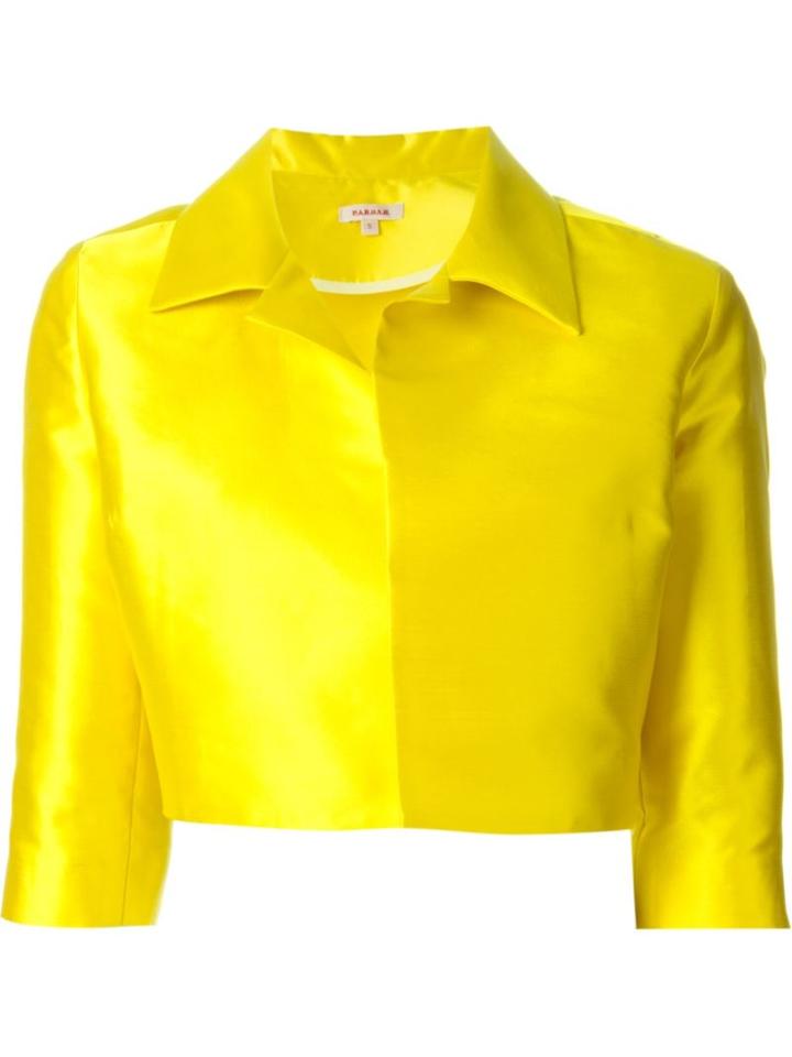 P.a.r.o.s.h. Cropped Jacket, Women's, Size: Xxl, Yellow/orange, Polyester/silk