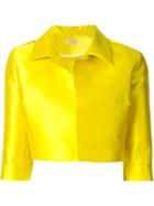 P.a.r.o.s.h. Cropped Jacket, Women's, Size: Xxl, Yellow/orange, Polyester/silk