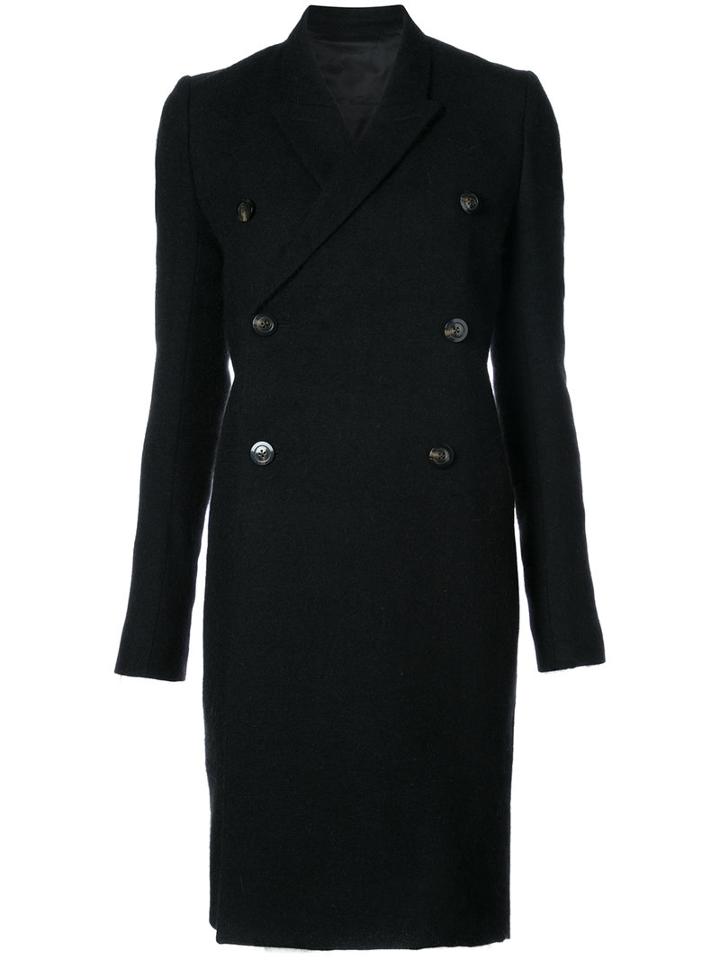 Rick Owens - Fitted Peacoat - Women - Nylon/angora/mohair - 38, Black, Nylon/angora/mohair