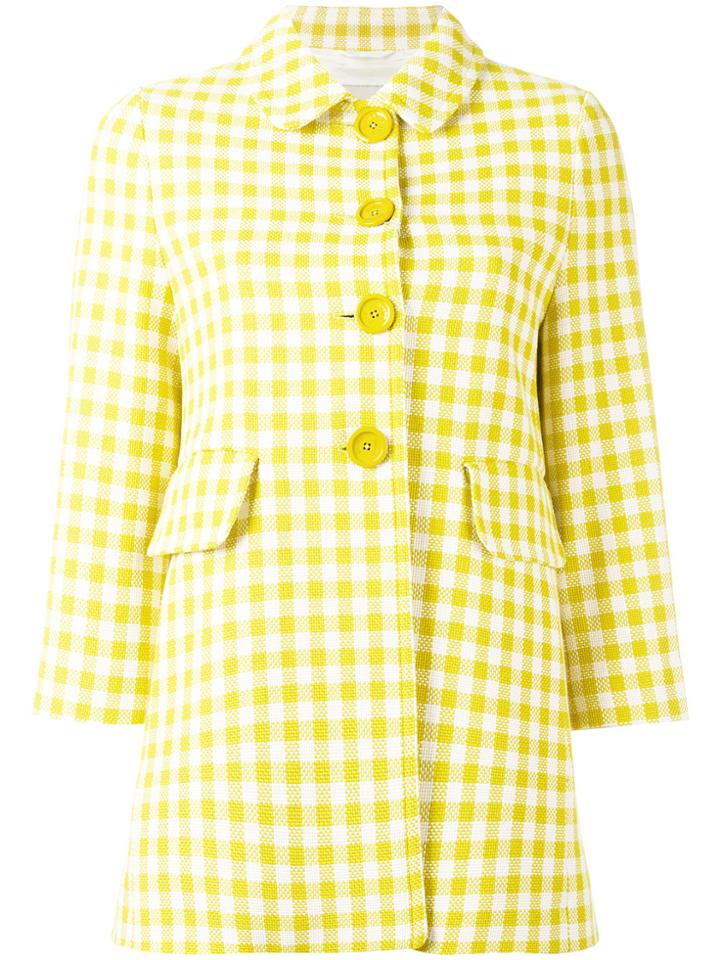 Herno Gingham Checked Coat - Yellow & Orange