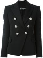 Balmain Double Breasted Blazer, Women's, Size: 36, Black, Cotton/viscose/wool