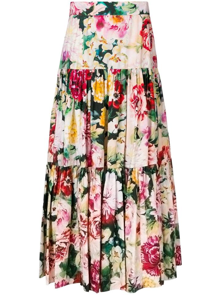 Dolce & Gabbana Floral Print Pleated Skirt - Pink