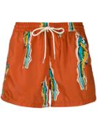 Nos Beachwear Parrot Print Swim Shorts - Orange