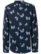 Nn07 Butterfly Print Shirt - Blue