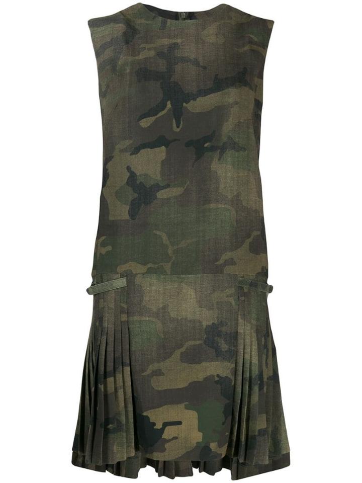 Ermanno Scervino Camouflage Pleated Dress - Green