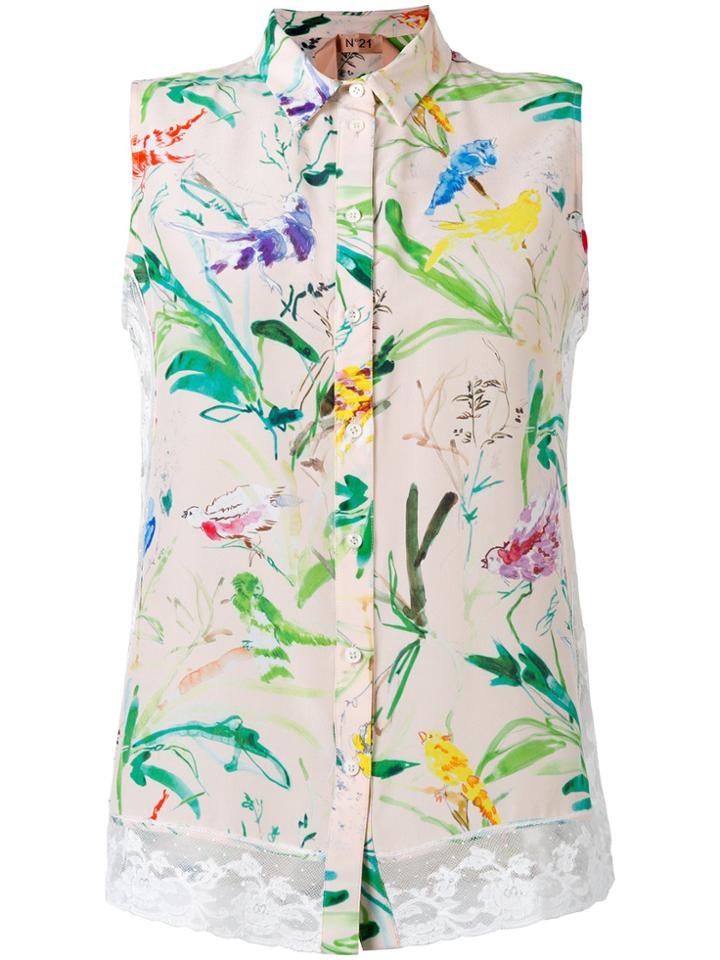 No21 Fantasia Print Sleeveless Shirt - Nude & Neutrals