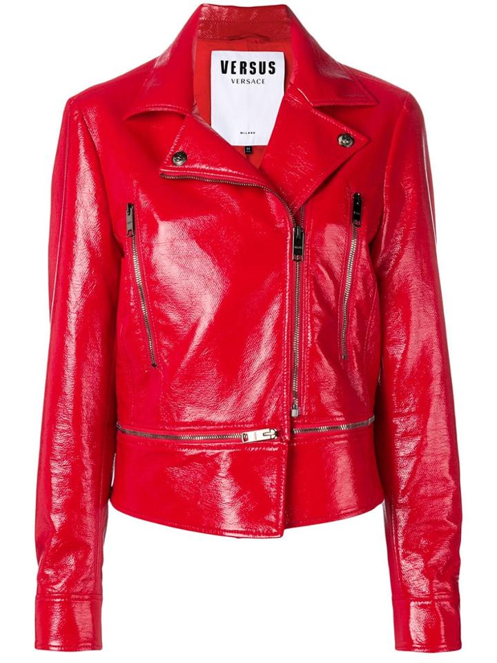 Versus Coated Moto Jacket - Red