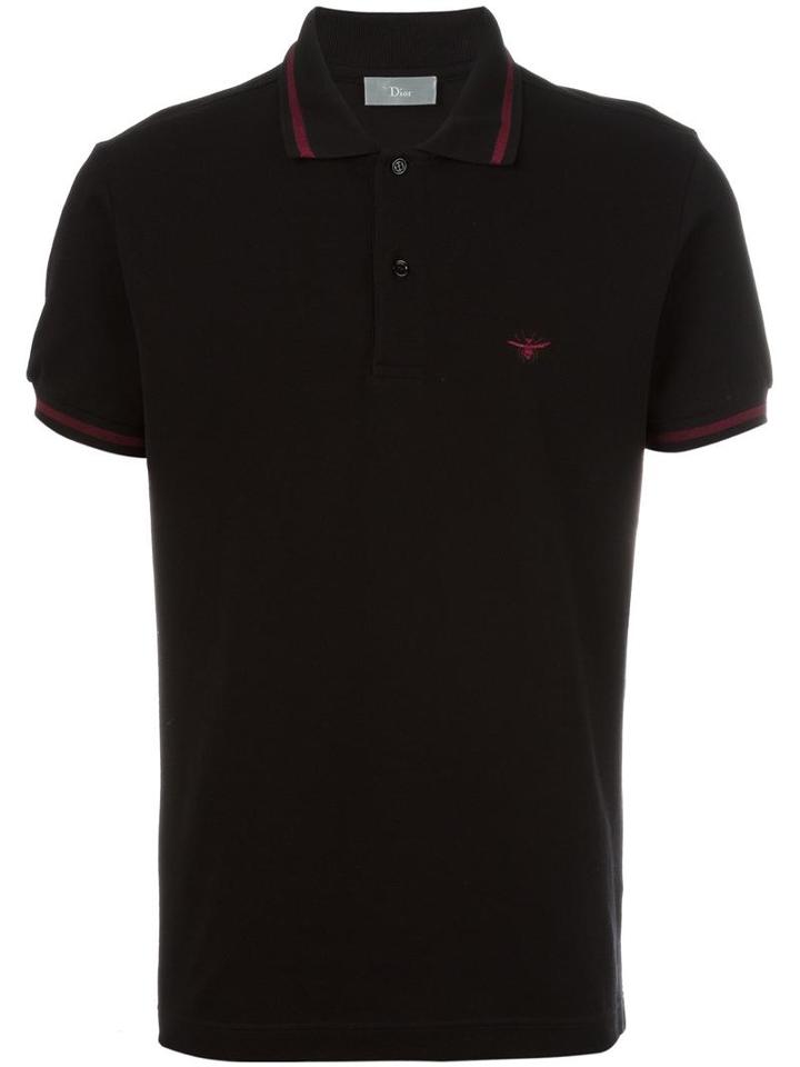 Dior Homme Contrast Detail Polo Shirt, Men's, Size: Large, Black, Cotton