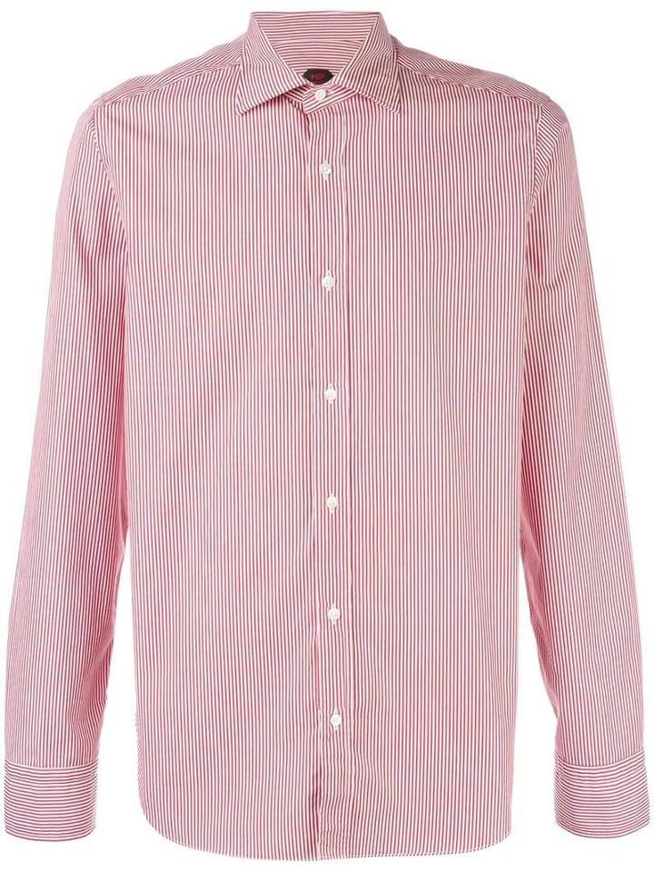 Mp Massimo Piombo Striped Long Sleeve Shirt, Men's, Size: 41, Red, Cotton