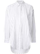 Enföld Concealed Fastening Striped Shirt, Women's, Size: 40, White, Cotton/linen/flax/polyurethane/nylon