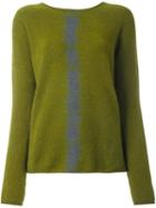 Suzusan Front Stripe Sweater, Women's, Size: Small, Green, Cashmere