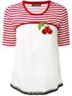 Dolce & Gabbana Cherry Patch T-shirt, Women's, Size: 38, White, Silk/cotton/viscose/polyamide
