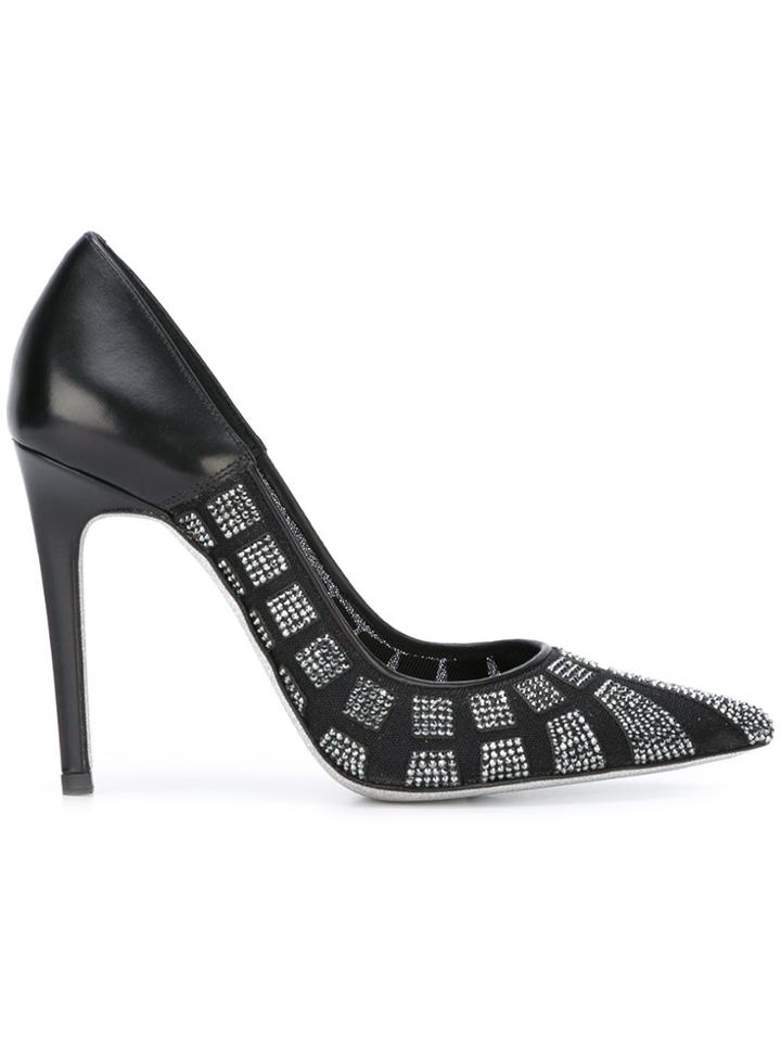 René Caovilla Embellished Pointed Toe Pumps - Black