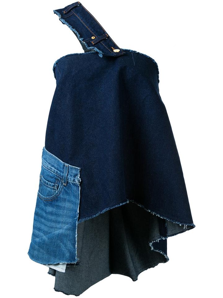 Natasha Zinko - Single Shoulder Denim Blouse - Women - Cotton - 42, Blue, Cotton