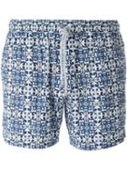 Capricode Printed Swim Shorts, Men's, Size: M, Blue, Polyamide