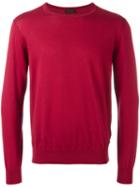 Z Zegna Crew Neck Jumper, Men's, Size: Large, Red, Cotton