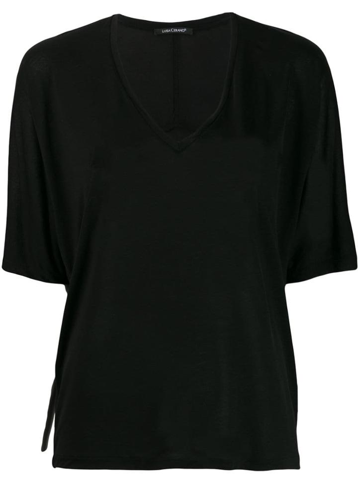 Luisa Cerano V-neck Blouse - Black