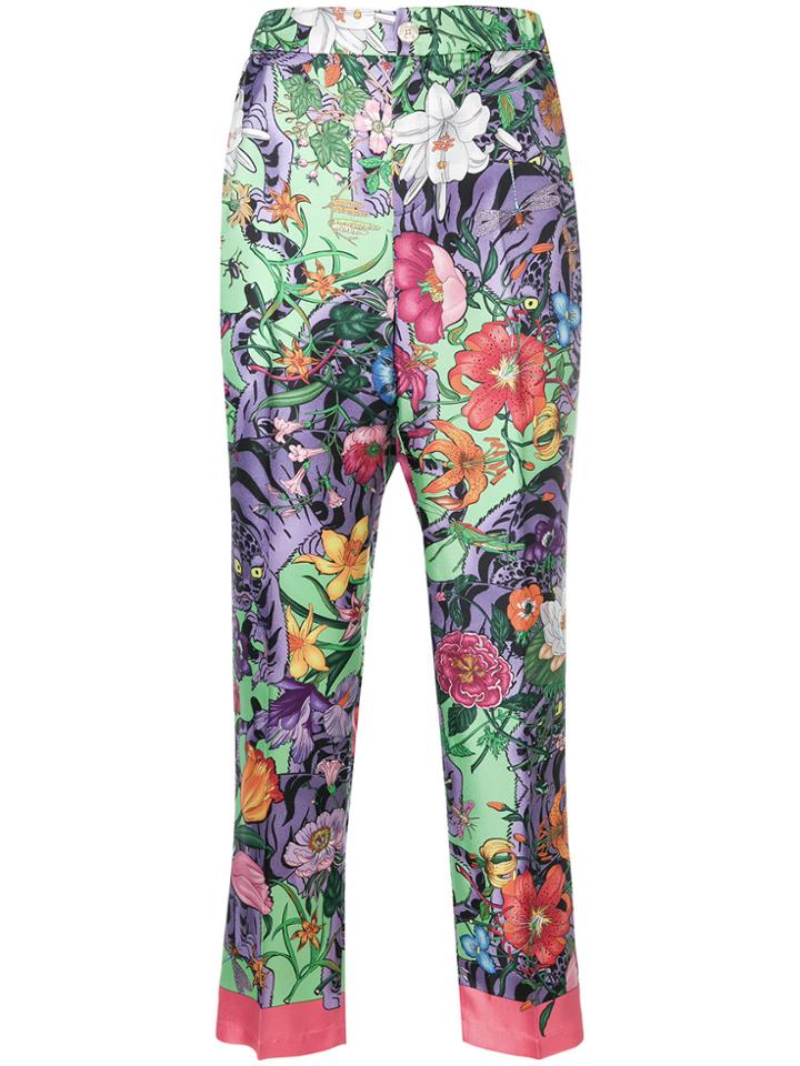 Gucci Tiger Print Cropped Trousers - Multicolour