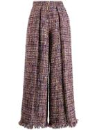 Talbot Runhof Iridescent Tweed Palazzo Pants - Purple