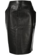 Chanel Pre-owned 1999 Leather Pencil Skirt - Black