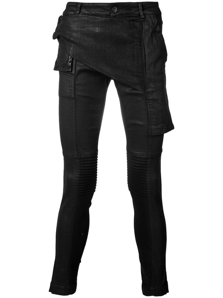 Rick Owens Drkshdw - Asymmetric Skinny Trousers - Men - Cotton/spandex/elastane/polyethylene Terephthalate (pet) - 28, Black, Cotton/spandex/elastane/polyethylene Terephthalate (pet)
