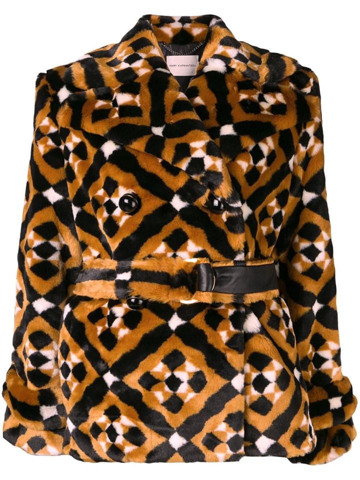 Mary Katrantzou Oates Geometric Pattern Coat - Brown