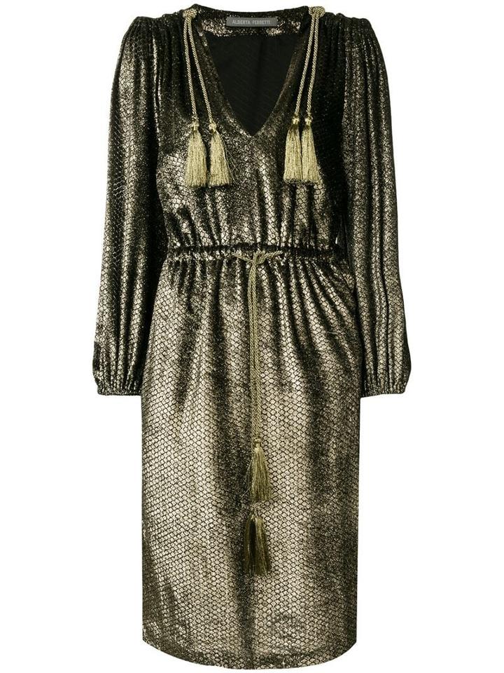 Alberta Ferretti Metallic Sheen Dress - Black