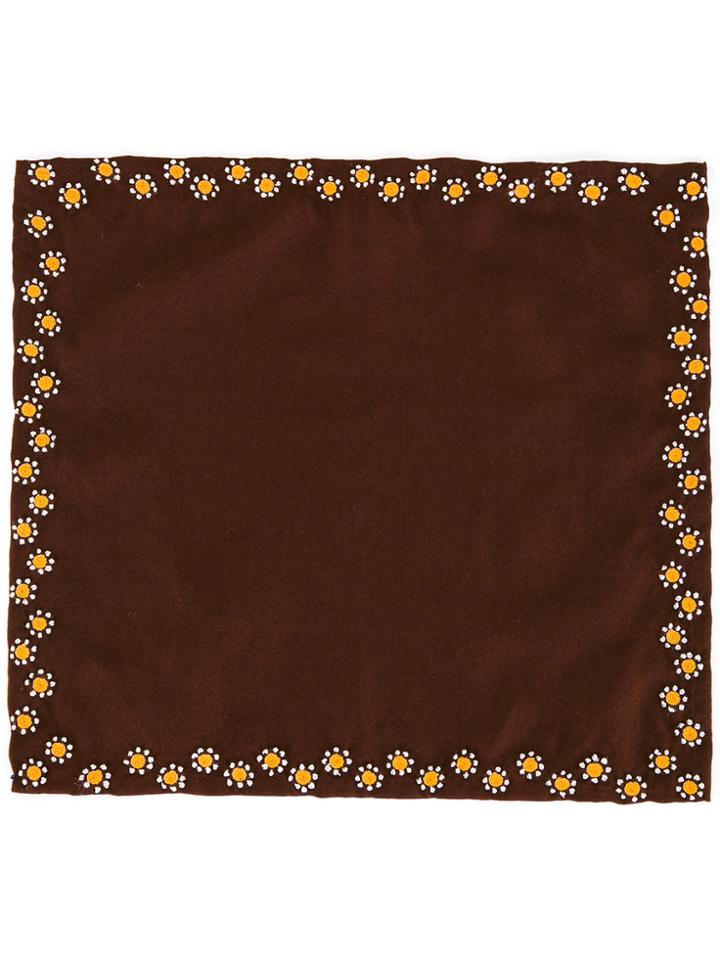 Jupe By Jackie Floral Embroidered Pocket Square - Brown