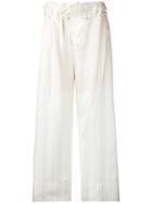 Stella Mccartney Paper Bag Waist Trousers, Women's, Size: 42, White, Silk