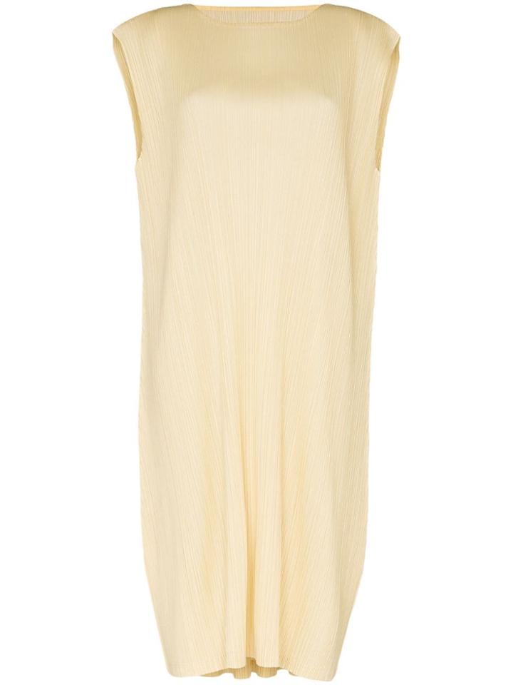 Pleats Please Issey Miyake Sleeveless Pleated Dress - Yellow