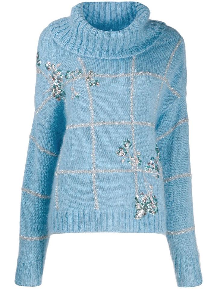 Delpozo Roll Neck Jumper - Blue